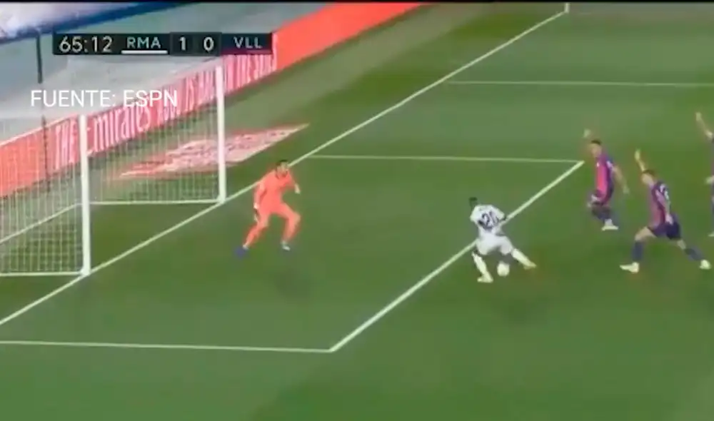 Vinicius sumó su primer gol en la temporada 2020-21 con el Real Madrid. FOTO: Captura DirecTV Sports.