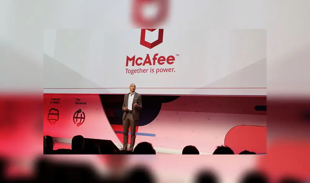Christopher Young, chief executive officer of Mcafee Inc., speaks during a keynote session on day two of the Mobile World Congress (MWC) in Barcelona, Spain, on Tuesday, Feb. 27, 2018. At the wireless industry's biggest conference, more than 100,000 people are set to see the latest smartphones, artificial intelligence devices and autonomous drones exhibited by roughly 2,300 companies. Photographer: Angel Garcia/Bloomberg