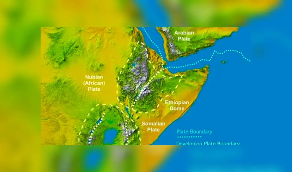 La zona en forma de “Y” probablemente se formará el nuevo océano. Foto: Nature Communications