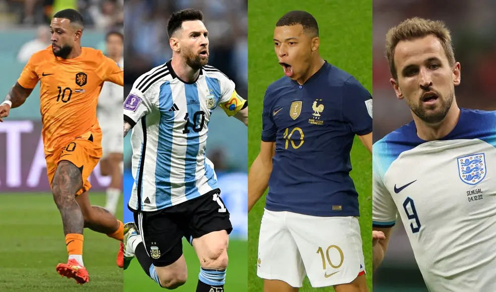 Memphis Depay, Lionel Messi y Harry Kane quieren ganar la copa del mundo por primera vez. Mbappé busca repetir su hazaña. Foto: Composición LR/AFP