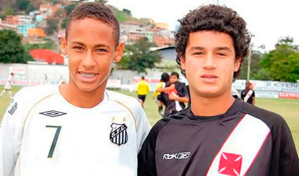Neymar y Coutinho se enfrentan en la final de la Champions, una amistad que nació en las bases de Brasil. Twitter Santos FC
