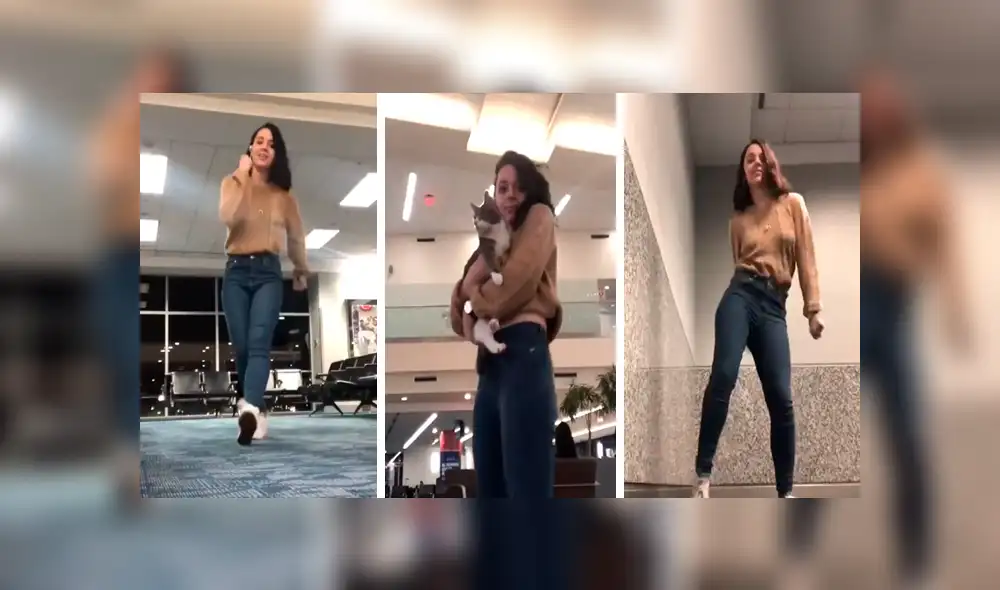 Facebook viral: muchacha se pone a bailar en aeropuerto con su gato, debido a que perdió su vuelo [VIDEO]