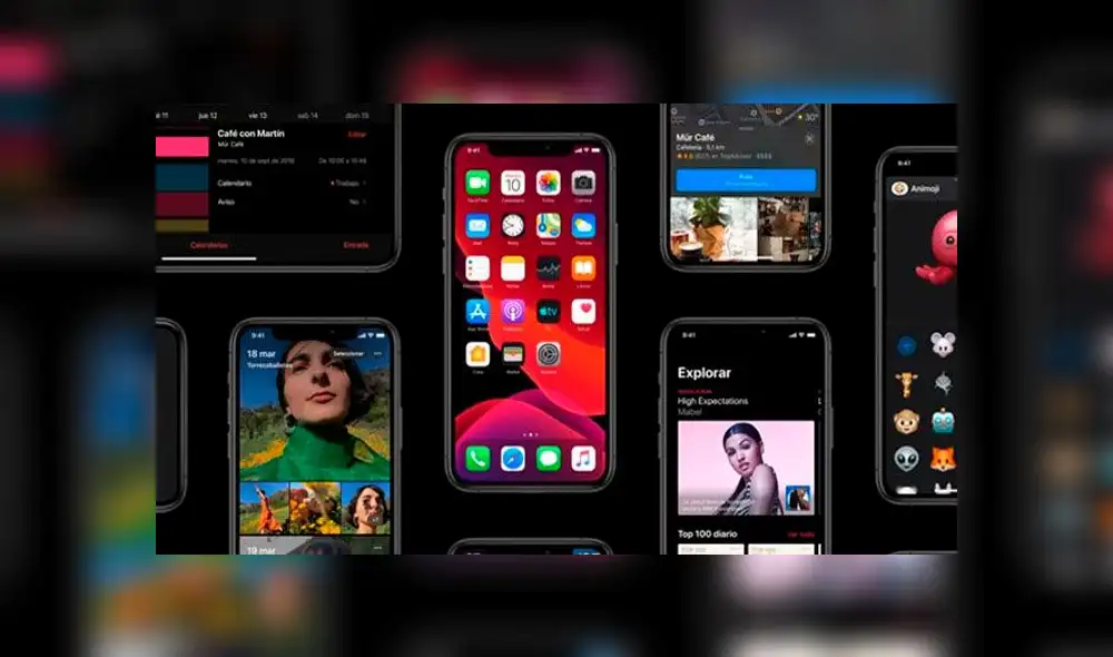 Modo oscuro de iOS13.