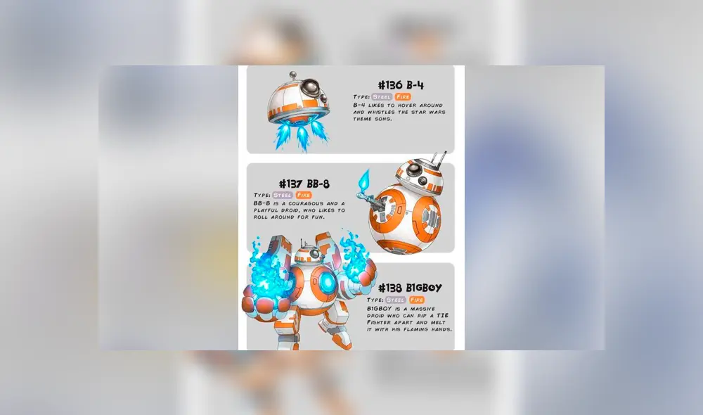 BB-8 obtiene pre-evolución y evolución como si fuese un Pokémon.