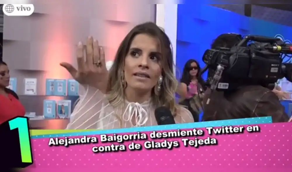 Alejandra Baigorria se pronuncia en TV tras tuit falso en contra de Gladys Tejeda Alejandra Baigorria se pronuncia en TV tras tuit falso en contra de Gladys Tejeda