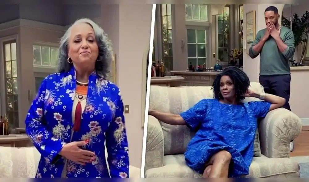 Will Smith junto a las dos actrices que interpretaron a la 'Tía Vivian' en El príncipe del rap en Bel Air. Foto: composición captura Instagram