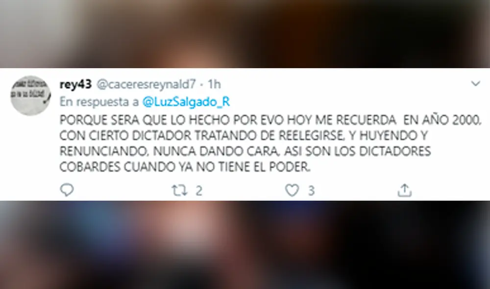 Luz Salgado critica a Evo Morales por renuncia y le recuerdan fraude electoral del 2000 Luz Salgado critica a Evo Morales por renuncia y le recuerdan fraude electoral del 2000