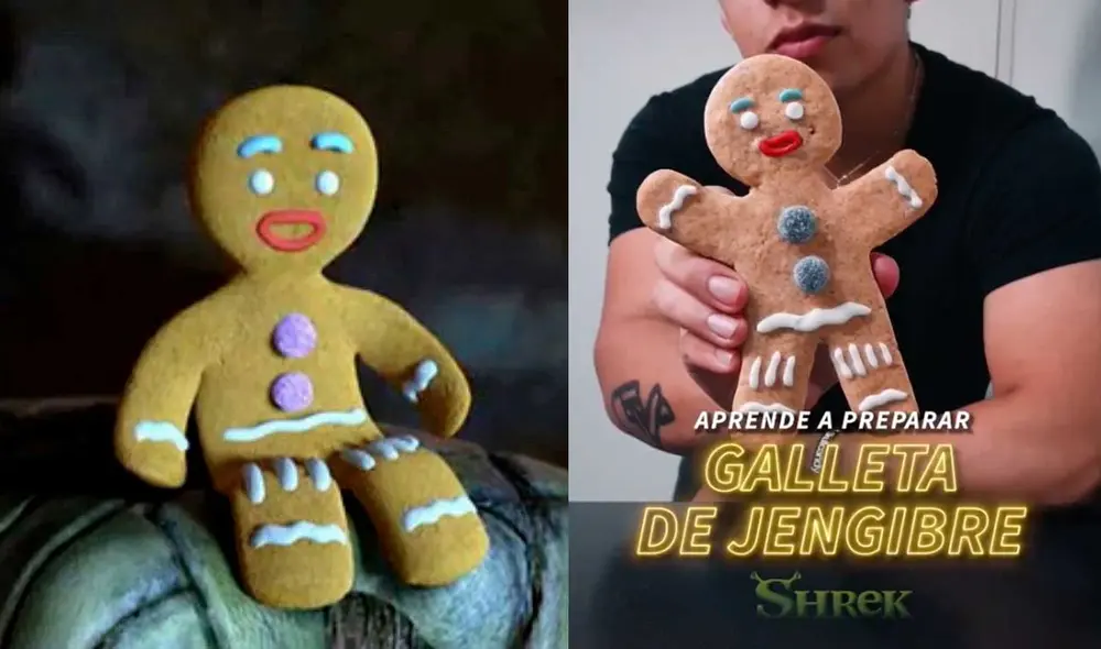 Desliza las imágenes para ver los pasos de la preparación de esta galleta con forma de un famoso personaje de Shrek. Foto: captura de TikTok/@frxnccesco Desliza las imágenes para ver los pasos de la preparación de esta galleta con forma de un famoso personaje de Shrek. Foto: captura de TikTok/@frxnccesco
