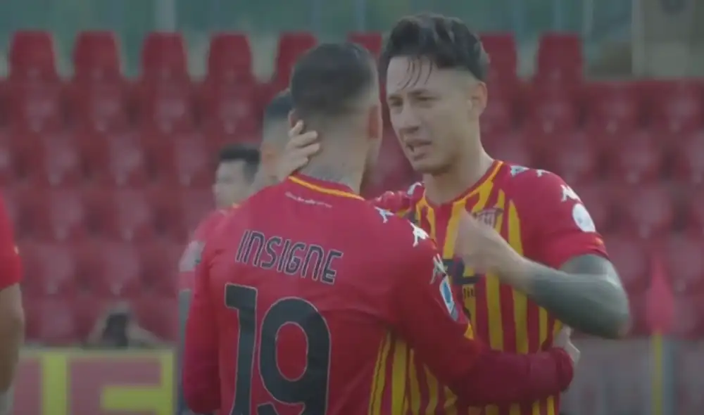 Roberto Insigne marcó el único gol del partido para Benevento. Foto: Captura YouTube Roberto Insigne marcó el único gol del partido para Benevento. Foto: Captura YouTube