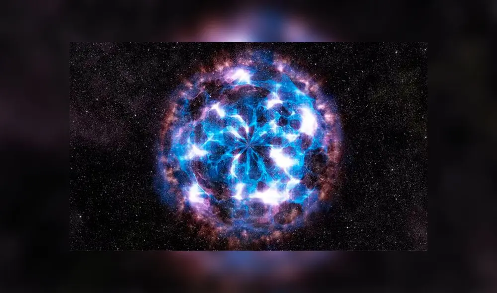 Ilustración de la supernova 1987A, detectada por ALMA. Crédito: NRAO/AUI/NSF.