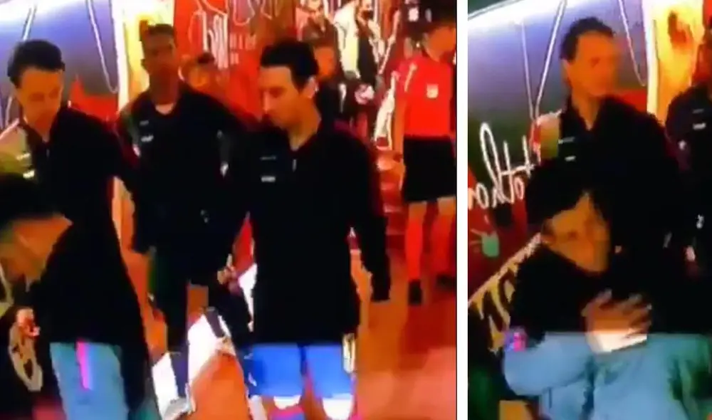 Lionel Messi se acercó a saludar a sus compañeros. Sin embargo, cuando llegó con Rakitic, lo ignoró y pasó de largo. Foto: Twitter. Lionel Messi se acercó a saludar a sus compañeros. Sin embargo, cuando llegó con Rakitic, lo ignoró y pasó de largo. Foto: Twitter.