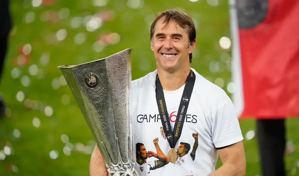 Julen Lopetegui consiguió la sexta Europa League para el Sevilla. Foto: Prensa Sevilla