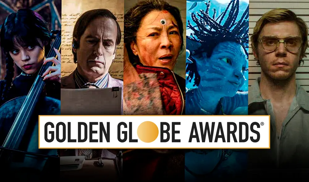 El listado de nominaciones al Globo de Oro 2023 reúne producciones y artistas reconocidos. Entre ellas, "Better Call Saul", "Wednesday", "Dahmer", entre otros. Foto: composición LR Gerson Cardoso / Golden Globes