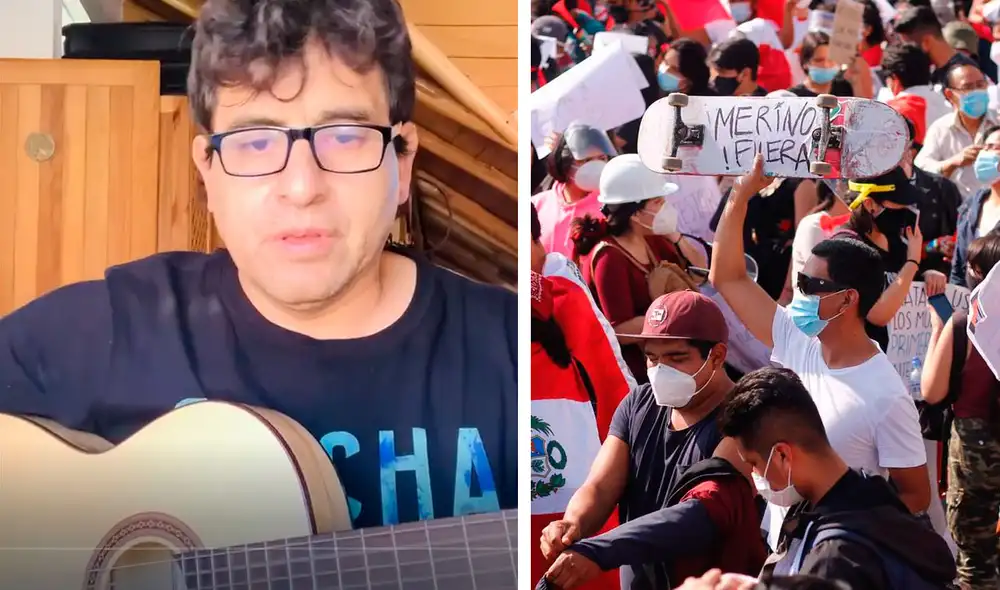William Luna resaltó en su canción la participación de la juventud peruana en
marchas contra dictadura. Foto: composición Jorge Cerdán La República, Instagram William Luna resaltó en su canción la participación de la juventud peruana en
marchas contra dictadura. Foto: composición Jorge Cerdán La República, Instagram