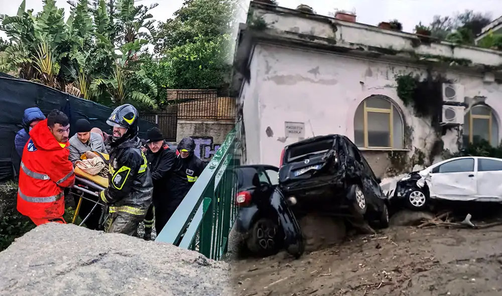 El desprendimiento de tierra ha arrasado a su paso con autos y ha dejado a la zona bajo lodo. Foto: AFP/EFE
