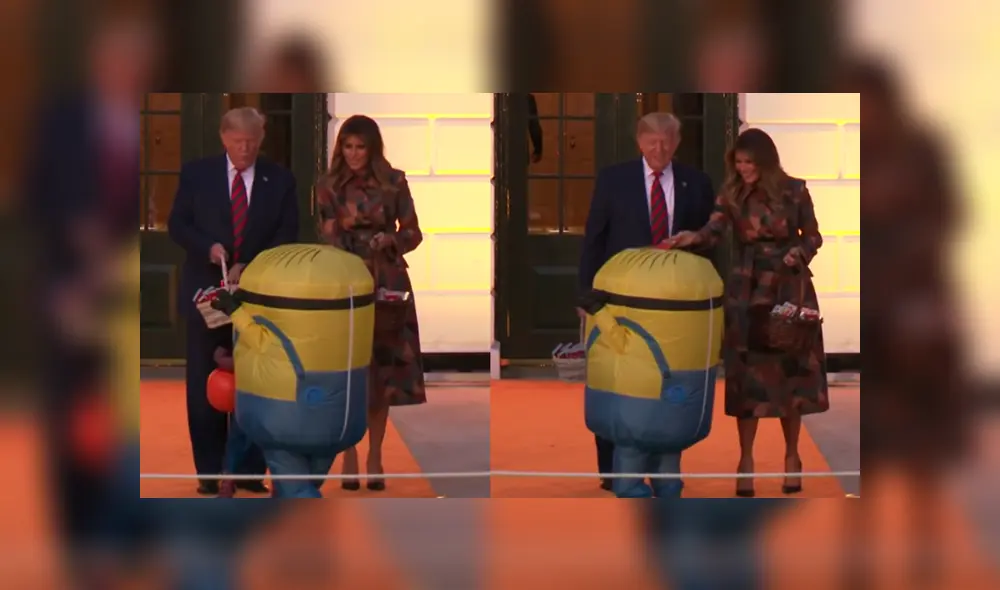 Trump ‘trollea’ a un niño disfrazado de Minion en la recepción por Halloween.