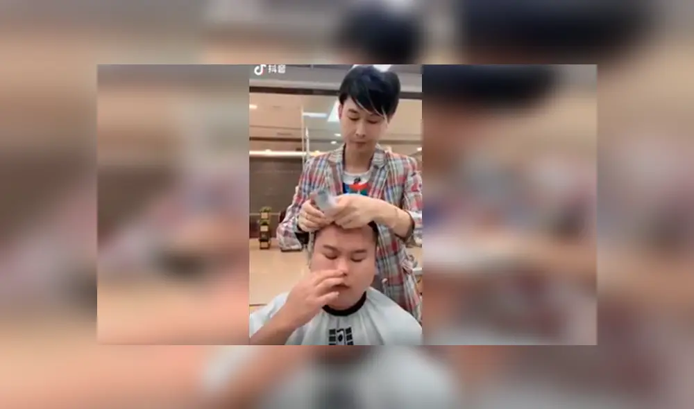 Video es viral en Facebook. El joven comenzó a sentir alergia de sus propios cabellos y estornudó fuertemente, sin sospechar las terribles consecuencias. Foto: Captura.