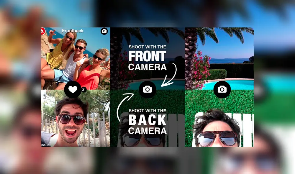 Las impresionantes apps que te permiten sacar fotos con las ambas cámaras de tu smartphone al mismo tiempo. Foto: Frontback Camera.