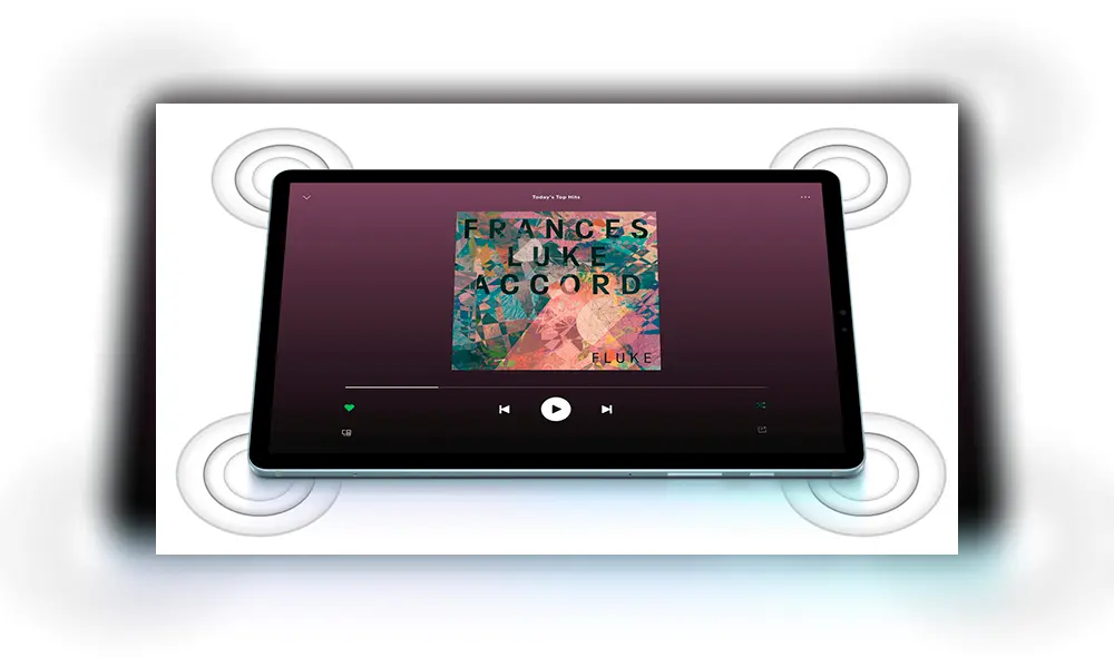 Incorpora un cuarteto de altavoces Dolby Atmos distribuidos en los laterales de la tablet.