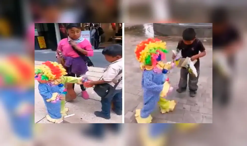 Facebook: pequeño se viste de payaso para regalar juguetes y dulces a niños que venden en la calle [VIDEO] 