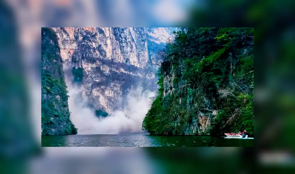 Derrumbe de tierra en cañón del Sumidero [VIDEO]