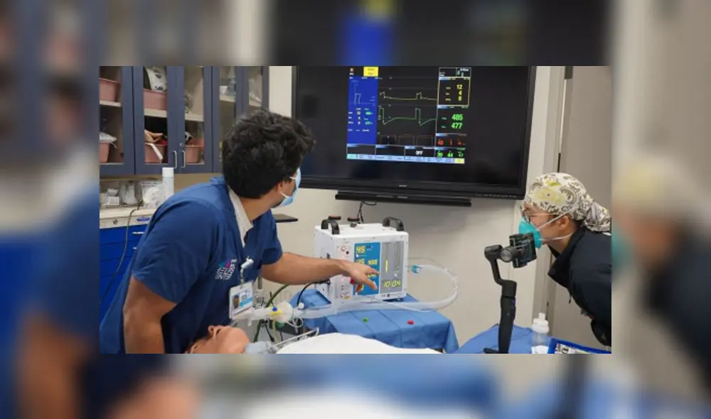 Ventilador mécanico elaborado por la NASA. Créditos: Human Simulation Lab at the Icahn School of Medicine, Mount Sinai Hospital, New York.