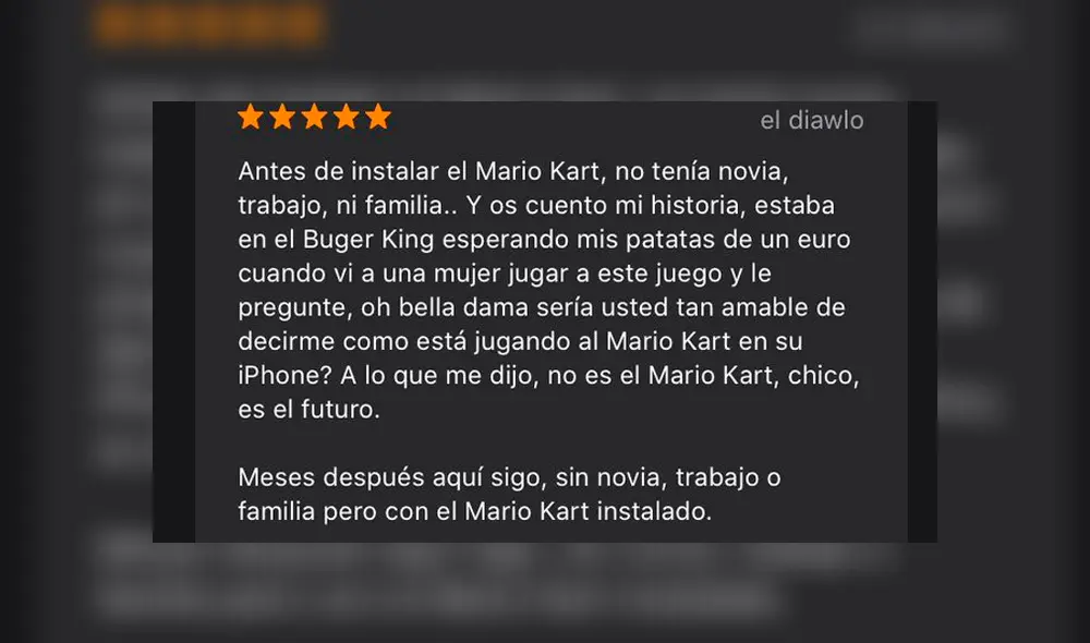 Las hilarantes 'opiniones' de Mario Kart Tour.