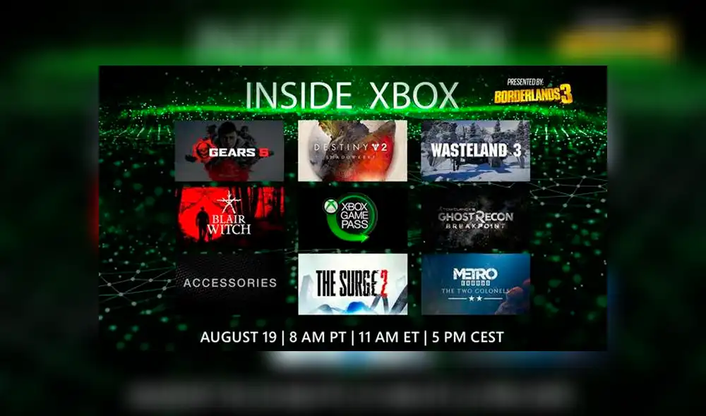 Mira EN VIVO la conferencia Inside Xbox en el Gamescom 2019. Mira EN VIVO la conferencia Inside Xbox en el Gamescom 2019.