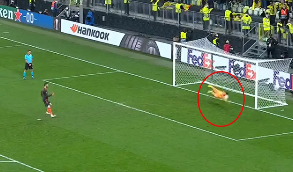 El penal que atajó Rulli a De Gea. Foto: ESPN El penal que atajó Rulli a De Gea. Foto: ESPN