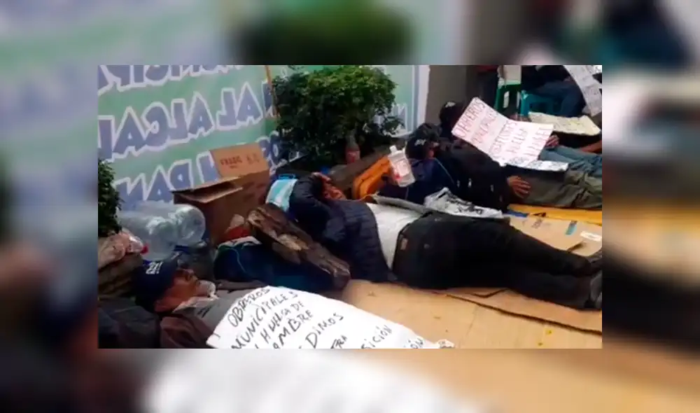 Trabajadores despedidos de la Municipalidad de Miraflores realizan huelga de hambre. Foto: RTV