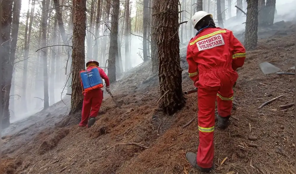 bomberos Cajamarca Porcón incendio forestal