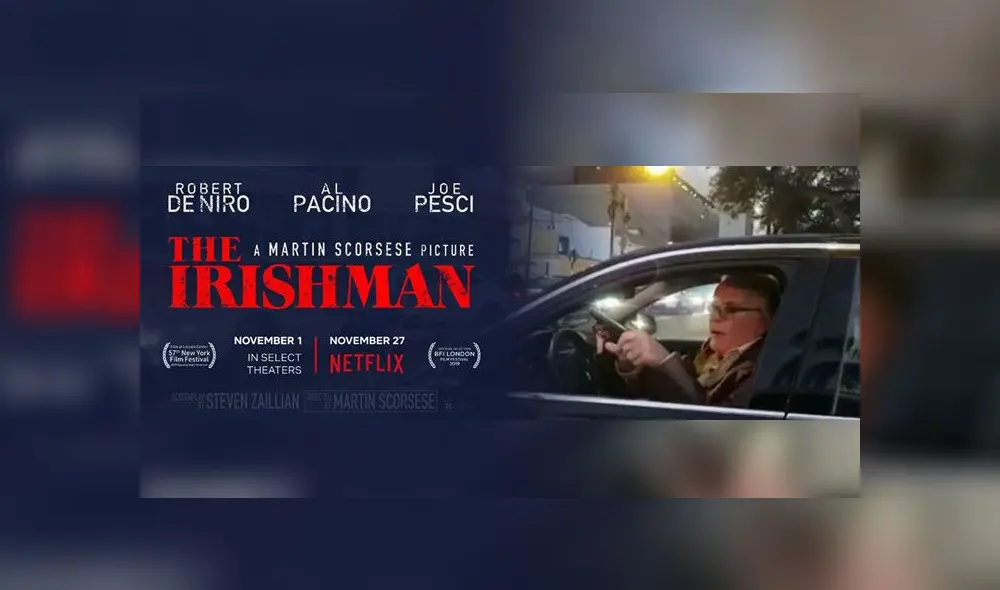 El infame incidente de Manuel Liendo Rázuri, el hombre que amenazó con arma de fuego a un conductor, como protagonista de la película 'El Irlandés'. Foto: Facebook. El infame incidente de Manuel Liendo Rázuri, el hombre que amenazó con arma de fuego a un conductor, como protagonista de la película 'El Irlandés'. Foto: Facebook.