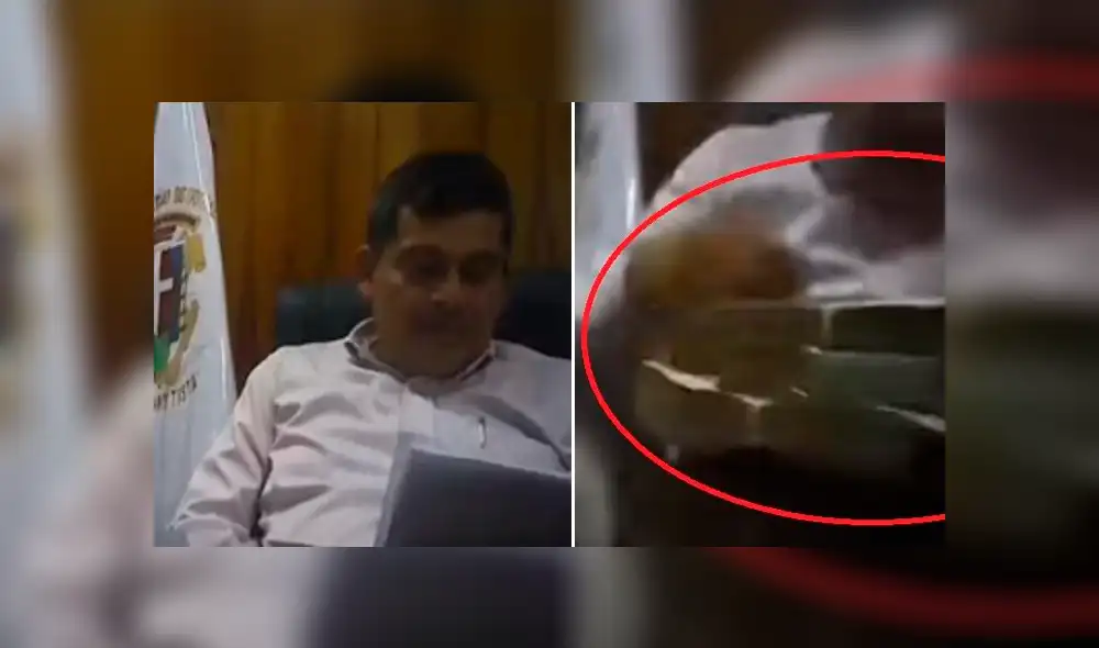Video de alcalde de San Juan Bautista recibiendo coima se difundió en redes sociales. Foto: Captura de video Video de alcalde de San Juan Bautista recibiendo coima se difundió en redes sociales. Foto: Captura de video