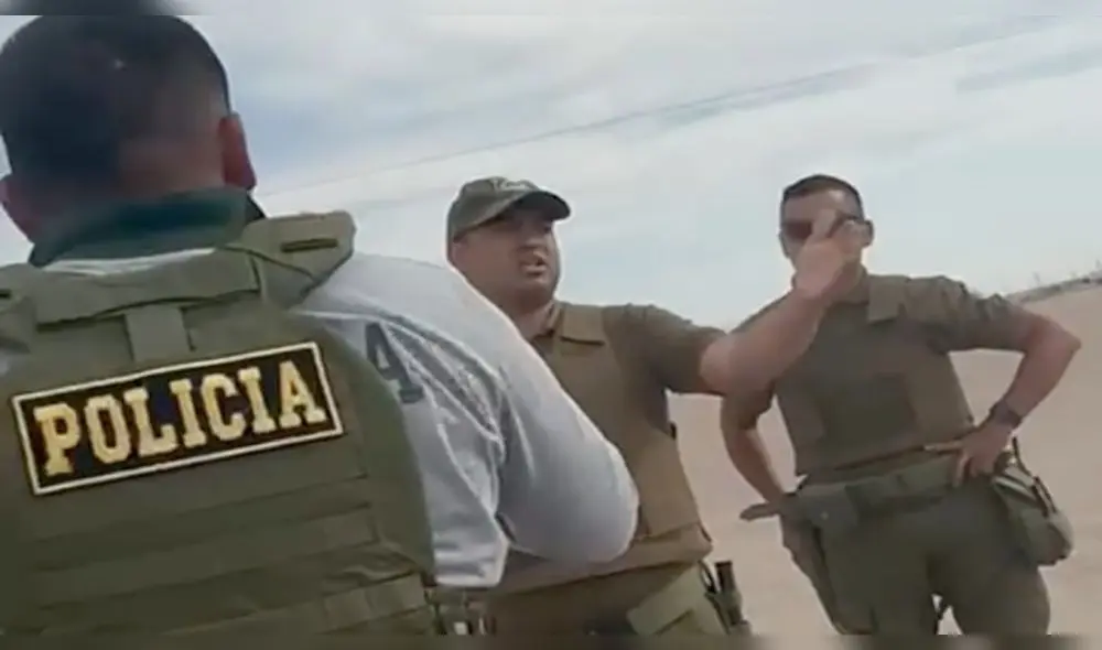 Tacna. Discusión entre agentes peruanos y chilenos por paso de extranjeros en la frontera de Perú con Chile. Foto: Captura video PNP