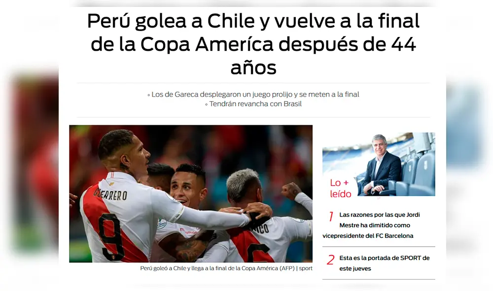 Así reaccionaron los medios internacionales tras la goleada de Perú a la selección chilena