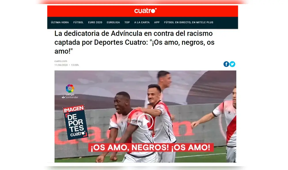 Luis Advíncula y el mensaje contra el racismo que no se vio tras celebrar su gol. Luis Advíncula y el mensaje contra el racismo que no se vio tras celebrar su gol.