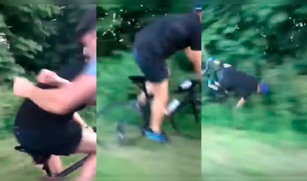 YouTube: ciclista maneja tranquilamente y jóvenes en auto lo empujan contra árboles [VIDEO]