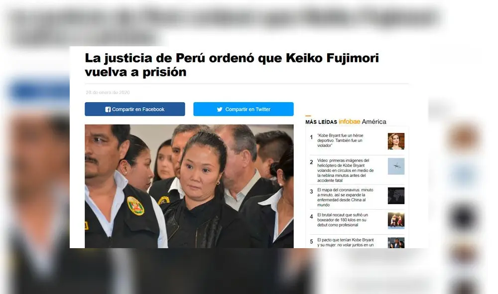 Infobae fue uno de los primeros medios internacionales que publicó la noticia. Foto: captura de pantalla.