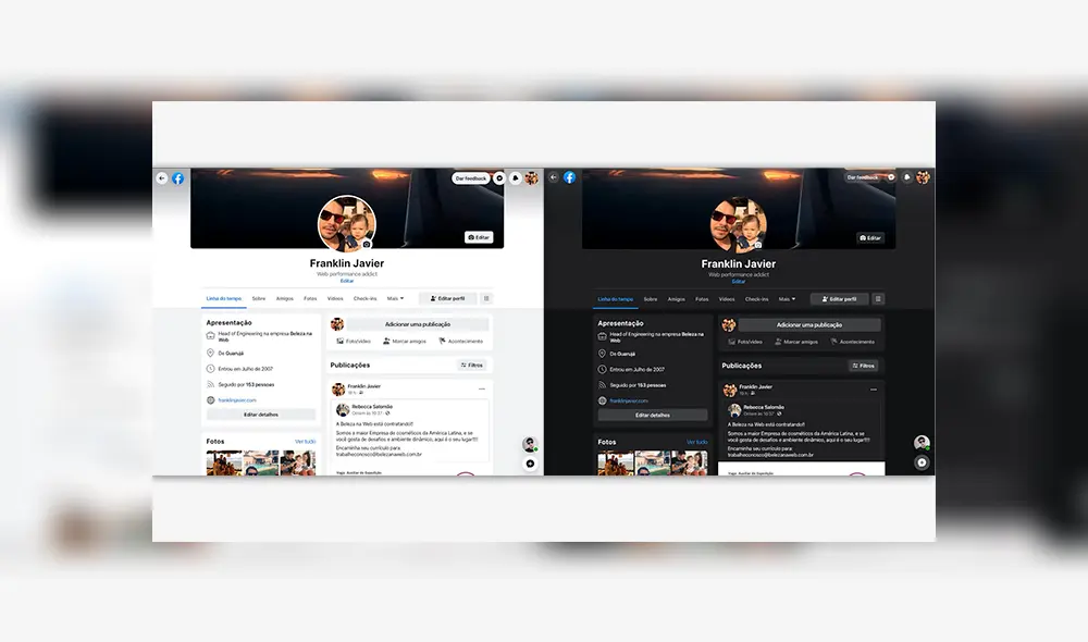 Modo Oscuro de Facebook.