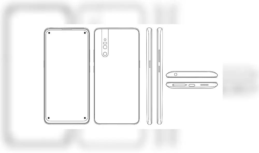 Primer diseño con una perforación en cada esquina de la pantalla. | Foto: Vivo.