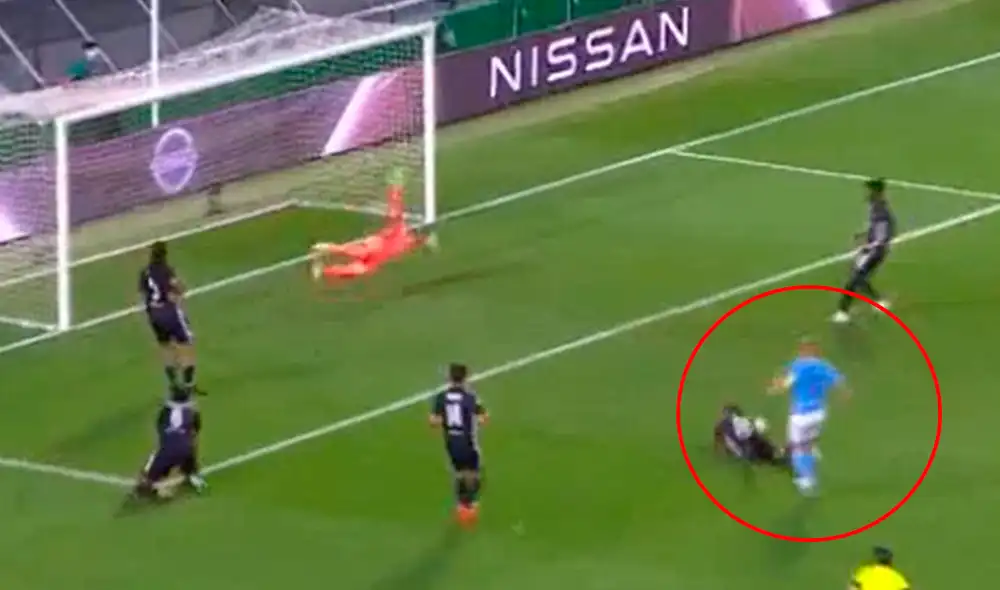 Gol de Kevin De Bruyne en el Manchester City vs. Lyon. Foto: O2 TV Sport Gol de Kevin De Bruyne en el Manchester City vs. Lyon. Foto: O2 TV Sport