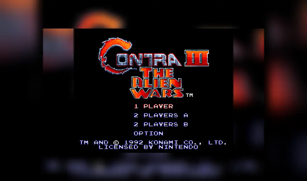 Tantos minutos desperdiciados en el menú principal de Contra 3 tenían una razón de ser. Imagen: Konami.