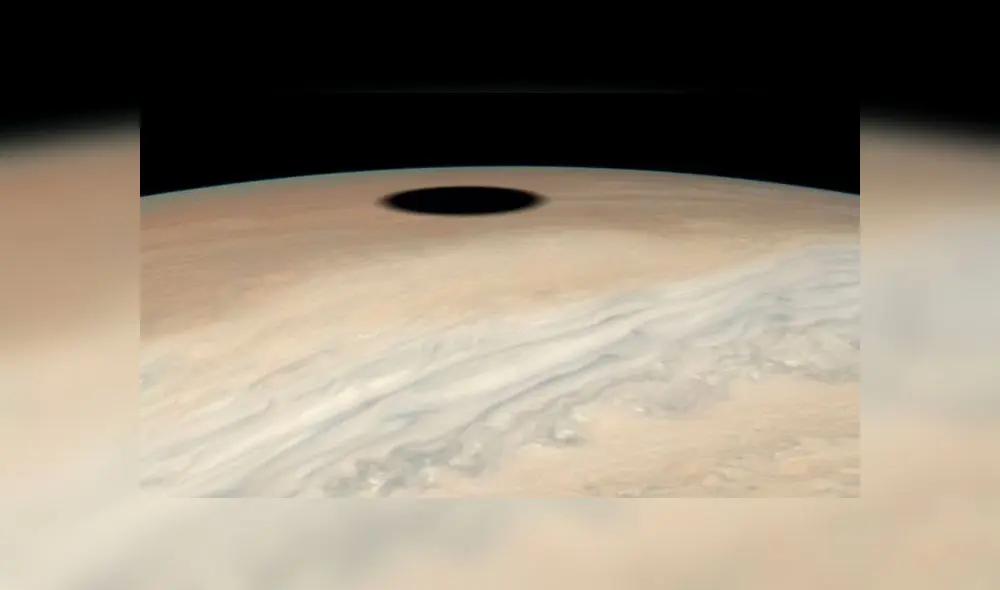 Eclipse lunar en Júpiter. Foto: NASA. Eclipse lunar en Júpiter. Foto: NASA.