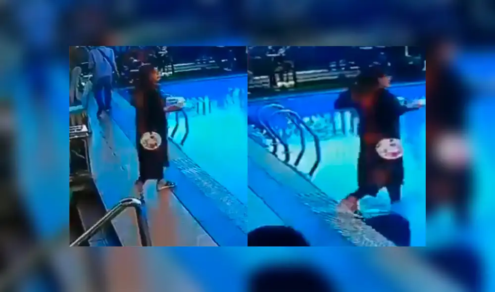 Facebook viral: Despistada mujer no se dio cuenta que había un piscina adelante y tuvo aparatosa caída [VIDEO]
