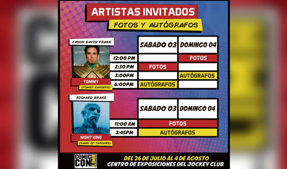 Lista de Artistas invitados a la Comic Con Lima 2019 Lista de Artistas invitados a la Comic Con Lima 2019