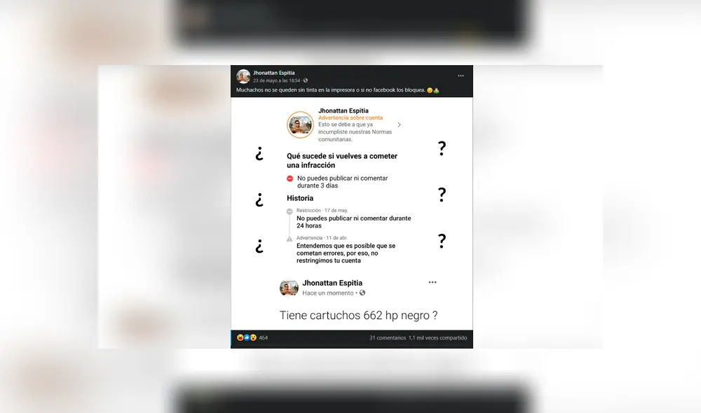 Usuarios aseguran que estas fueron: "cartuchos", "hp" y una palabra que muchas veces se utiliza para discriminar.