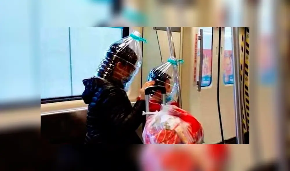 Ciudadanos chinos han recurrido al plástico para protegerse del coronavirus. (Foto: Twitter)