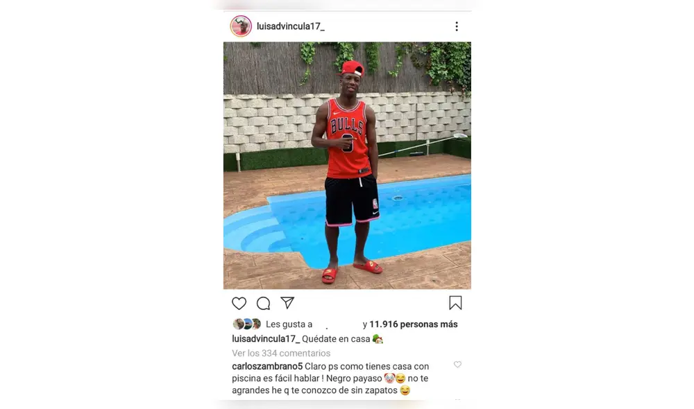 Carlos Zambrano bromea a Luis Advíncula en Instagram. Carlos Zambrano bromea a Luis Advíncula en Instagram.