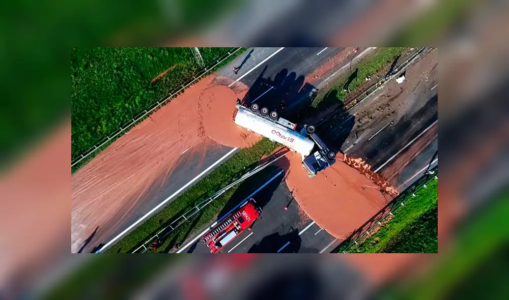 YouTube: camión vuelca y derrama toneladas de chocolate en carretera de Polonia YouTube: camión vuelca y derrama toneladas de chocolate en carretera de Polonia