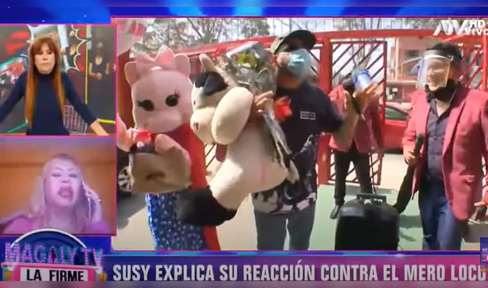 El 'Mero Loco' sorprende a Susy Díaz pero ella lo bota de su casa.  Foto: captura de ATV